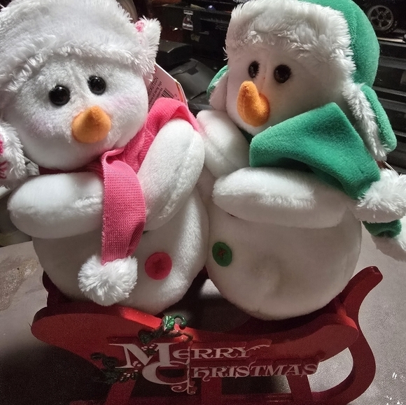 Set of 3 TY Beanie Babies christmas snowmen MS.SNOW/MR.SNOW/SNOWBALL W/TAGS - Picture 3 of 6
